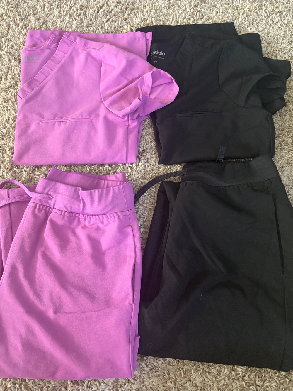 Mandala 2-Pack Women's Scrub Pants Set - Black & Lavender